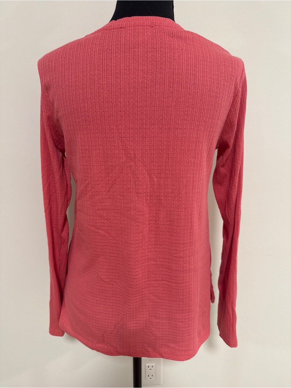 3 for $25 G.H. Bass & Co. Women Ribbed Henley Long Sleeve Top Coral Soft Cozy XS - Picture 3 of 6